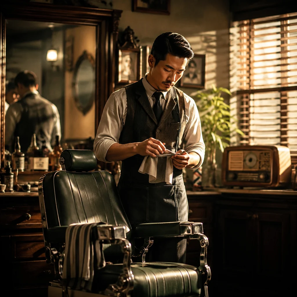 Vintage barbershop portrait prompt cover